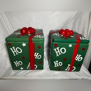2 Ceramic Christmas Cookies Jars